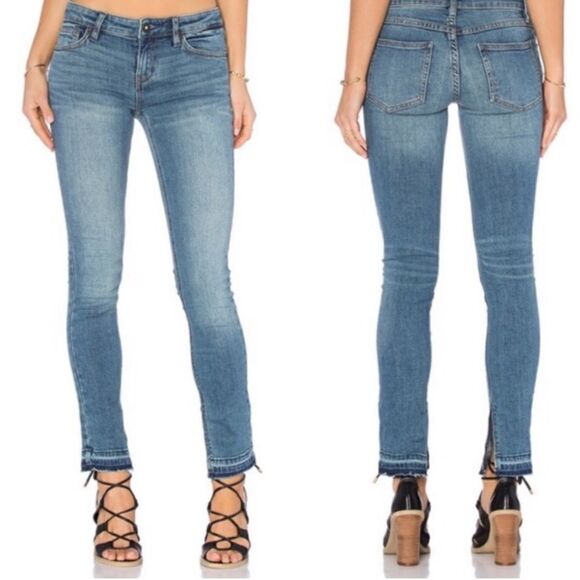 Free People Straight Leg Slit Raw Hem Jeans Kentucky Blue Medium Wash NEW - Picture 11 of 11